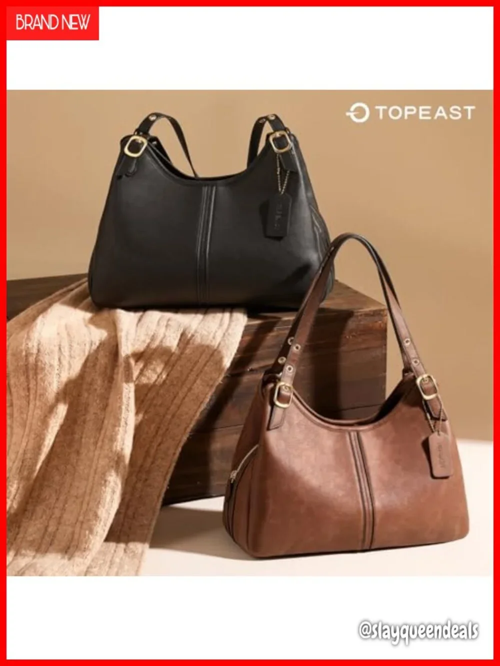 Vintage Hobo Handbag Women Soft Faux Leather Slouchy Crescent Shoulder Bag